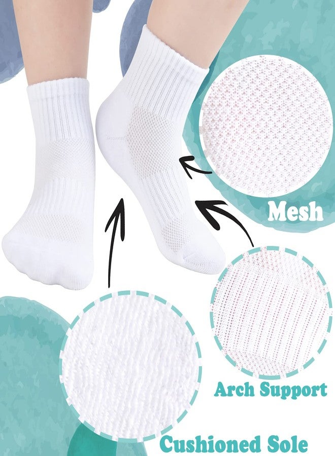 Mini angel Kids Athletic Socks Cushioned Ankle Socks 4-7 Years Unisex Breathable Mesh Cotton Sports Socks for Boys Girls 6 Pairs(White Color, S) - Image 5